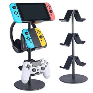 Controller Stand 3 Tier,Headphone Holder,KELJUN Multi Adjustable Game Controller Headset Hanger for All Universal Gaming PC Accessories, Xbox PS4 PS5 Nintendo Switch(Smart Black)