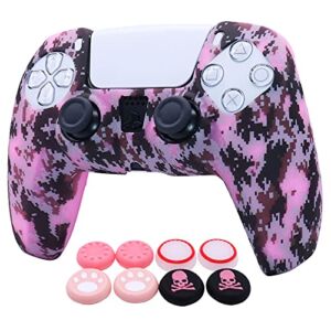 Pink PS5 Controller Skins RALAN,Silicone Controller Cover Skin Protector Compatible Ps5 Controller (Pink Pro Thumb Grip x 8)