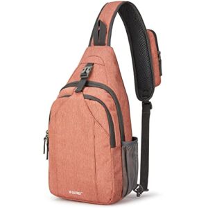 G4Free Sling Bag RFID Blocking Sling Backpack Crossbody Chest Bag Daypack for Hiking Travel(Light orange)