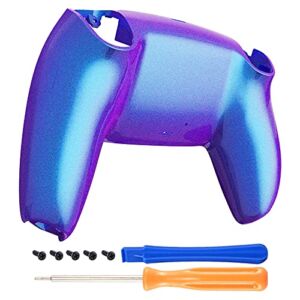 eXtremeRate Chameleon Purple Blue Glossy Custom Back Housing Bottom Shell Compatible with ps5 Controller, Replacement Back Shell Cover Compatible with ps5 Controller