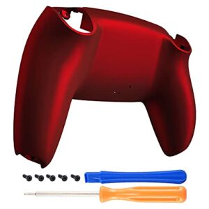 eXtremeRate Scarlet Red Soft Touch Grip Custom Back Housing Bottom Shell Compatible with ps5 Controller, Replacement Back Shell Cover Compatible with ps5 Controller