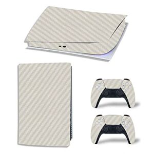 PS5 digital edition vinyl skin decal wrap carbon fiber classic white color playstation 5 dustproof waterproof scratchproof PVC cover sticker case accessories