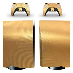 UOPTR Vinyl Sticker Decal Skin Cover for PS5 Playstation 5 Console Controllers Disk Edition Carbon Fiber Gold