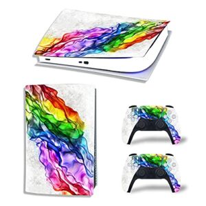 FOTTCZ Vinyl Decal Skin for PS5 Digital Edition Console and Controllers, Sticker for PS5 Digital Protective Accessories – Rainbow Band