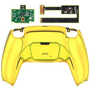 eXtremeRate Chrome Gold Back Paddle Programable Rise Remap Kit for PS5 Controller BDM-010, Upgrade Board & Redesigned Back Shell & Back Buttons Attachment for PS5 Controller – Controller NOT Included