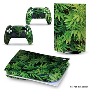 PS5 Silicone Skin Cover, Dustproof Anti-Scratch Anti-Fall Protector Case for Sony Playstation 5 Ultra HD/Digital Edition Console (Digital Edition, Weed Crazy)