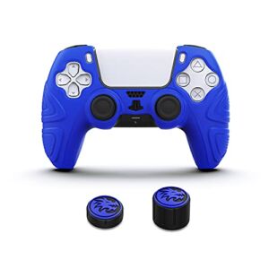 PS5 Silicone Controller Skin, Anti-Slip Silicone Grip Cover Protector for Playstation 5 DualSense Controller with 2 Size Thumb Grip Caps (Blue)