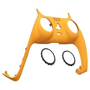 eXtremeRate Caution Yellow Decorative Trim Shell Compatible with ps5 Controller, Soft Touch DIY Replacement Clip Shell, Custom Plates Cover Compatible with ps5 Controller with Accent Rings