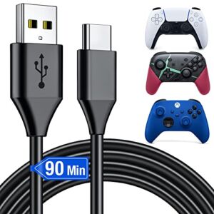 13.2 Ft PS5 Controller Charging USB C Cable Replace Charger Cable for PS5 Charging Station Dock, 90 Mins Fast Plug Charging Cord Compatible with Playstation 5/Xbox Series Wireless Remote Control Black