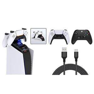 Charging Cable for Xbox Series X/Series S Controller Campatible with Sony PS5 and Dualsense Charger Station Dock for PS5
