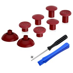 eXtremeRate ThumbsGear Interchangeable Ergonomic Thumbstick for PS5 Controller, for PS4 All Model Controller – 3 Height Domed and Concave Grips Adjustable Joystick – Carmine Red