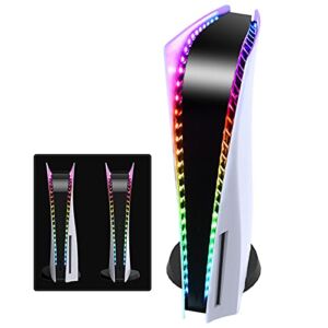 LED Light Strip for PS5 Console, RGB LED Strip 7 Colors 358 Effects with LED5050 Lamp Bead, Flexible Light Strip Sticker with IR Remote for PS5, LED Decoration Accessories for Playstation 5 Console