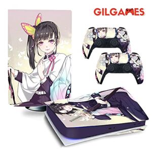 GilGames Decals Skin for Playstation 5, Vinyl Protector Wrap Full Set Faceplate Protective Cover Stickers Kit Console and Controller (Disk Edition) (Anime 21)