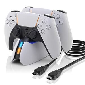 PS5 Controller Charging Station, Fast Charging Playstation 5 Dualsense Charging Station with LED Indicator White