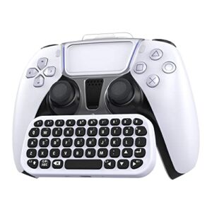 Wireless Keyboard for PS5 Controller, Mini Portable Bluetooth 3.0 Qwerty Keyboard Rechargeable Gamer Keypad with Stable Controller Mount Clip, Auto-Off, Reset & Search Function for Playstation 5