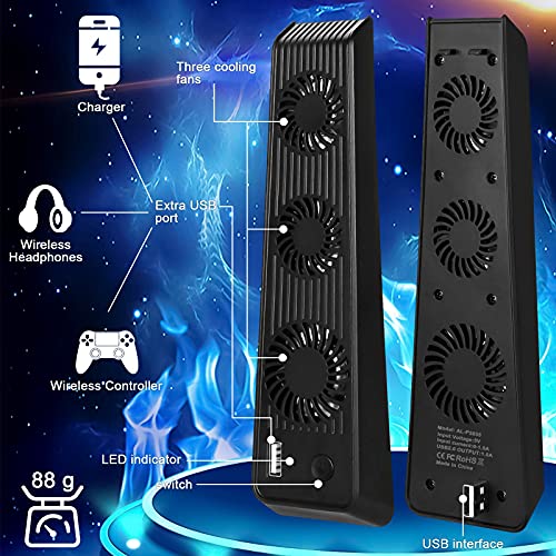 SIKEMAY PS5 Cooling Fan, PS5 Console Cooling Fan with USB Port, PS5 Cooler with Three 6000-Speed Fans, Self-Starting Cooling Fan for Playstation 5 Console Accessories | The Storepaperoomates Retail Market - Fast Affordable Shopping