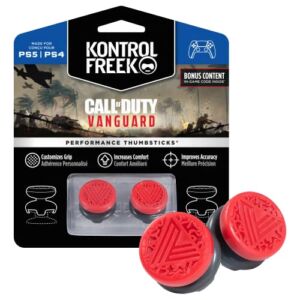 KontrolFreek Call of Duty: Vanguard Performance Thumbsticks for Playstation 4 (PS4) and Playstation 5 (PS5) | 2 High-Rise, Hybrid| Red/Black