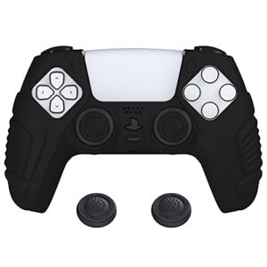 PlayVital Raging Warrior Edition Controller Protective Case Cover for PS5, Anti-Slip Rubber Protector for PS5 Wireless Controller, Soft Silicone Skin for PS5 Controller with Thumbstick Caps – Black