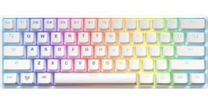 Matrix Elite Series White 60% Mechanical Gaming Keyboard: Fast Switches – Millions of RGB Options – No Latency – 61 Keys – Doubleshot PBT keycaps – Hot Swappable (Yellow Switches)