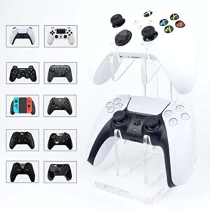 IKPEK Dual Controller Organizer for Desk, Display Controller Stand for PS5/ PS4/ Xbox Series/One X/S/Nintendo Switch Controller, Controller Desk Mount for 2 Packs Game Controller (Crystal Clear)