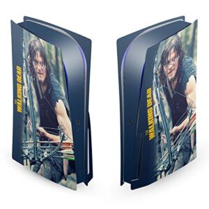 Head Case Designs Officially Licensed AMC The Walking Dead Daryl Lurk Daryl Dixon Graphics Vinyl Faceplate Sticker Gaming Skin Case Cover Compatible with Sony Playstation 5 PS5 Disc Edition Console