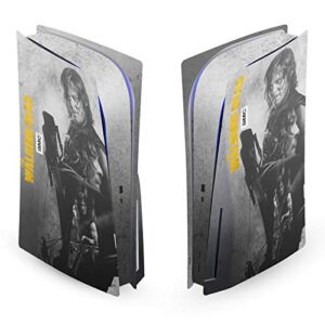 Daryl Double Exposure Daryl Dixon Graphics Matte Vinyl Faceplate Sticker Gaming Skin Case Cover Compatible with Sony Playstation 5 PS5 Disc Edition Console