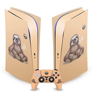 Sloth Faces Matte Vinyl Faceplate Sticker Gaming Skin Case Cover Compatible with Sony Playstation 5 PS5 Digital Edition Console and DualSense Controller