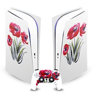 Head Case Designs Officially Licensed Mai Autumn Red Flowers Art Mix Vinyl Faceplate Sticker Gaming Skin Decal Compatible with Sony Playstation 5 PS5 Digital Edition Console and DualSense Controller