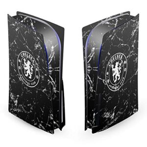 Head Case Designs Officially Licensed Chelsea Football Club Black Marble Mixed Logo Matte Vinyl Faceplate Sticker Gaming Skin Case Cover Compatible with Sony Playstation 5 PS5 Disc Edition Console