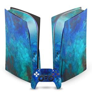 Head Case Designs Officially Licensed LebensArt Blue Malachite Art Mix Matte Vinyl Faceplate Sticker Gaming Skin Case Cover Compatible with Sony Playstation 5 PS5 Disc Console & DualSense Controller