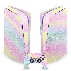 Unicorn Rainbow Art Mix Matte Vinyl Faceplate Sticker Gaming Skin Case Cover Compatible with Sony Playstation 5 PS5 Digital Edition Console and DualSense Controller