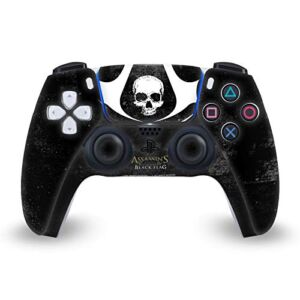 Head Case Designs Officially Licensed Assassin’s Creed Grunge Black Flag Logos Matte Vinyl Faceplate Sticker Gaming Skin Case Cover Compatible with Sony Playstation 5 PS5 DualSense Controller