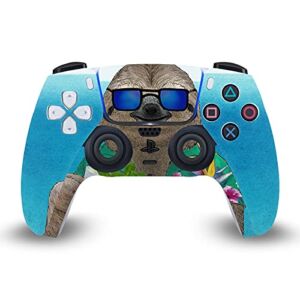 Head Case Designs Officially Licensed Barruf Sloth in Summer Art Mix Vinyl Faceplate Sticker Gaming Skin Case Cover Compatible with Sony Playstation 5 PS5 DualSense Controller