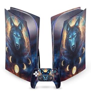 Dreamcatcher Wolf Art Mix Vinyl Faceplate Sticker Gaming Skin Case Cover Compatible with Sony Playstation 5 PS5 Disc Edition Console & DualSense Controller