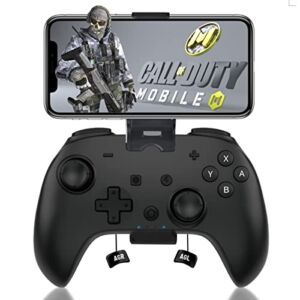Mobile Game Controller for iOS, Android, N-Switch, Bluetooth Gamepad Joystick for iPhone 14/13/12/11/X, Samsung Galaxy S22/S21/S20, Switch Lite/OLED, with Phone Clip, Turbo, Programmable -Direct Play