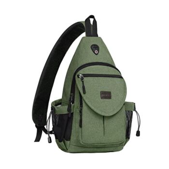 MOSISO Sling Backpack,Canvas Crossbody Hiking Daypack Bag with Anti-theft Pocket, Army Green | The Storepaperoomates Retail Market - Fast Affordable Shopping