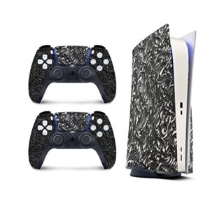 TACKY DESIGN Playstation 5 skin BLACK Skin for PS5 Skin Console and 2 controller skin, PS5 cover Vinyl 3M Decal Stickers Full wrap Cover (Disk Edition)