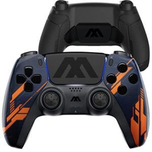Smart Rapid Fire Controller Compatible with PS5 Custom Modded Controller All Shooter Games & More (Orange Mecha Extreme, FPS Pack, Anti-Recoil, Paddles, Hair Triggers, Tactical Buttons)