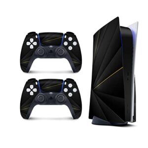 TACKY DESIGN PS5 Skin Black Skin for Playstation 5 skin Console and 2 controller skin, PS5 cover Vinyl 3M Decal Stickers Full wrap Cover (Disk Edition)