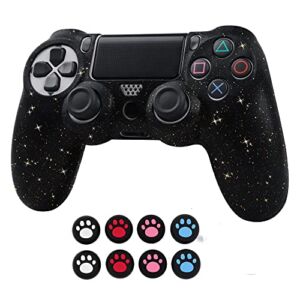 ROTOMOON PS4 Glitter Silicone Controller Skins with 8 Thumb Grips & L2 R2 Trigger Protector, Sweat-Proof Anti-Slip Controller Cover Skin Protector Compatible with Playstation 4 Slim/Pro Controller…