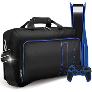 NICEMOVIC PS5 Carrying Case, PS5 Bag Travel Carry Case for Storage Protective PS5 Console Disc/Digital Edition, Playstation 5 Accessories PS5 Case Travel Bag, with Controller Skin and Game CD Sleeves