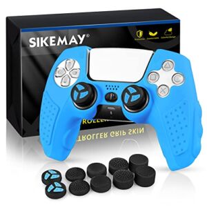 SIKEMAY PS5 Controller Skin, Anti-Slip Thicken Silicone Protective Cover Case Perfectly Compatible with Playstation 5 Dualsense Controller Grip with 10 x Thumb Grip Caps (Starlight Blue)
