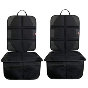 BANNIO Car Seat Protector, (2 Pack) Waterproof 600D Car Seat Protector for Child Car Seat with Organizer Pockets,Leather Seat Protector with Thickest Padding for Baby and Pet,Black