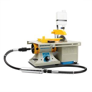 Upgraded Gem Jewelry Polishing Grinding Machine, Mini Table Saw Rock Lapidary Polisher Bench Buffer Machine, DIY Lathe Machine 0-10000r/min with Flexible Shaft for Home Woodworking Carving Hobbies