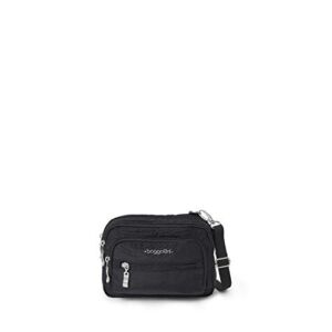 Baggallini unisex adult Triple Zip Bagg cross body handbags, Black, One Size US