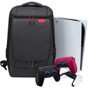 BUBM Console Backpack with PS5, Large Capacity Travel Carrying Case for Sony PlayStation5 Console Digital Edition, Storage for Controller, Monitor,Headset,Game,Charger & Accessories