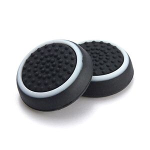Silicone Thumb Stick Grip Cap Joystick Thumbsticks Caps Cover for PS4 Xbox One PS3 Xbox 360 PS2 Game Controllers (Black w/White)