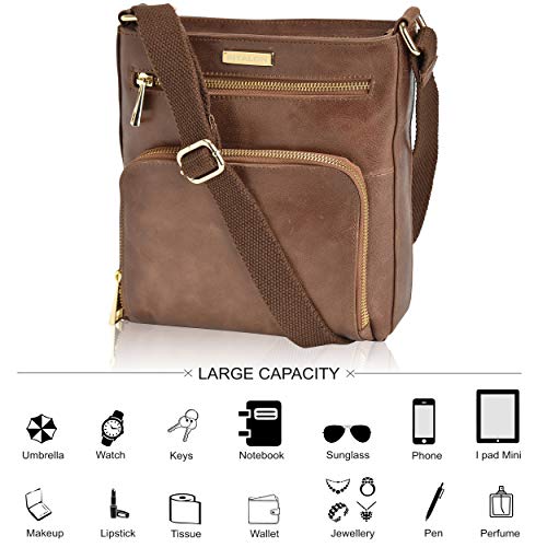 Crossbody Bags for Women – Real Leather Small Vintage Adjustable Shoulder Bag (Russet) | The Storepaperoomates Retail Market - Fast Affordable Shopping