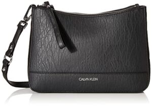 Calvin Klein womens Sonoma Bubble Lamb Novelty Messenger Crossbody, black/silver, One Size