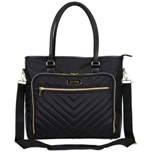 Kenneth Cole Reaction Chelsea Quilted Chevron 15″ Laptop & Tablet Business Tote With Removeable Shoulder Strap, Black